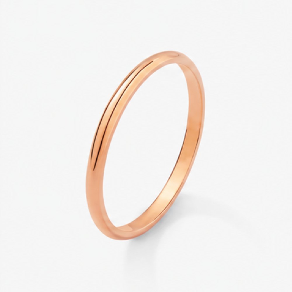 Anillo de compromiso de media caña de oro rosa de 18K 1,7mm