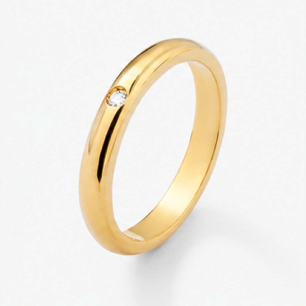 Alianza de oro amarillo de 18K con diamante en talla brillante de 0,03 cts