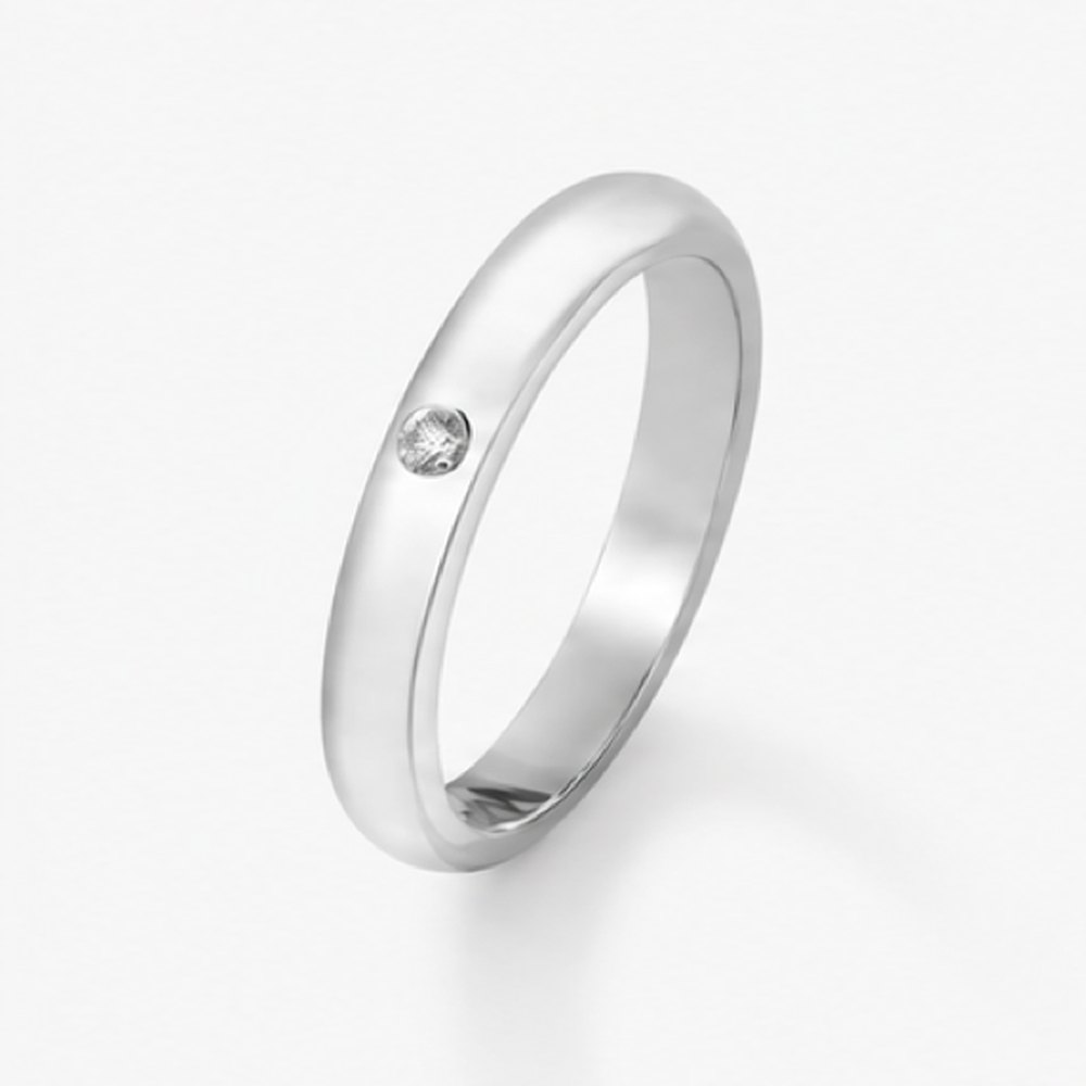 Alianza de oro blanco de 18K con diamante en talla brillante de 0,03 cts